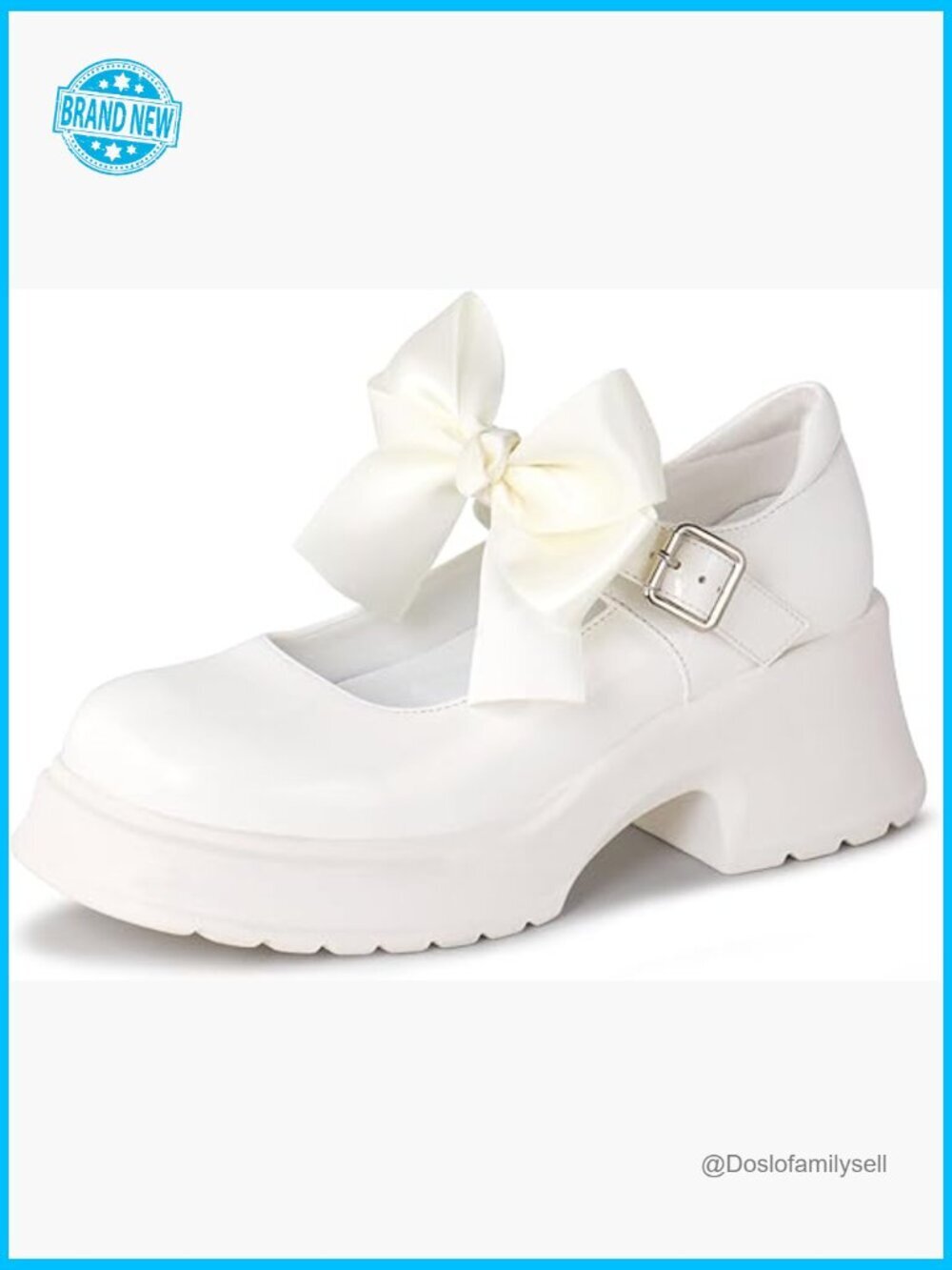 Platform Mary Janes Chunky Block Heels Ankle Strap Detachable Bow Dress Shoes